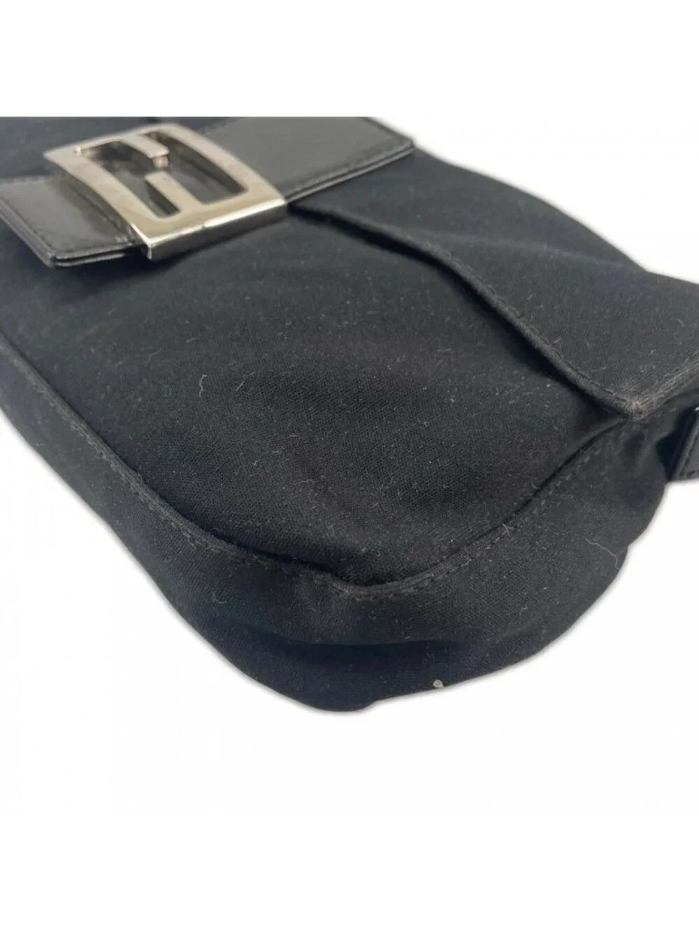 Fendi Handbag Mamma Bucket Satin Black Silver